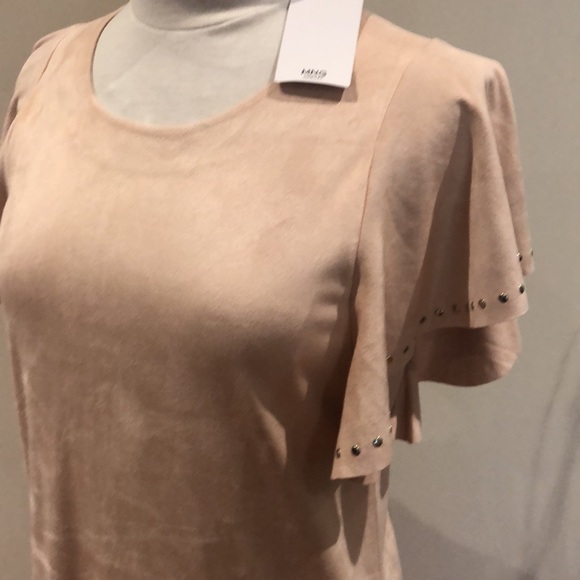 MNG Mango faux suede light dress with bell sleeve - Picture 1 of 9